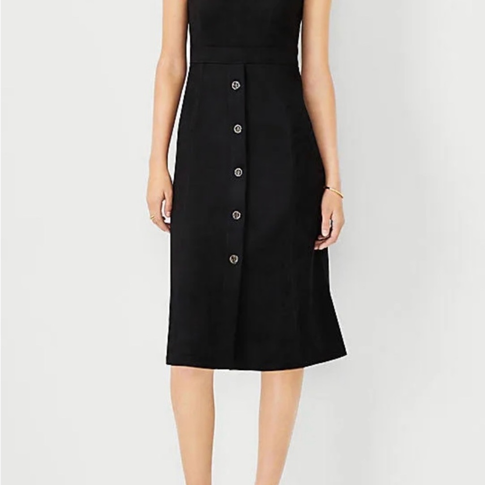 Ann Taylor Faux Suede Button Skirt Flare Dress